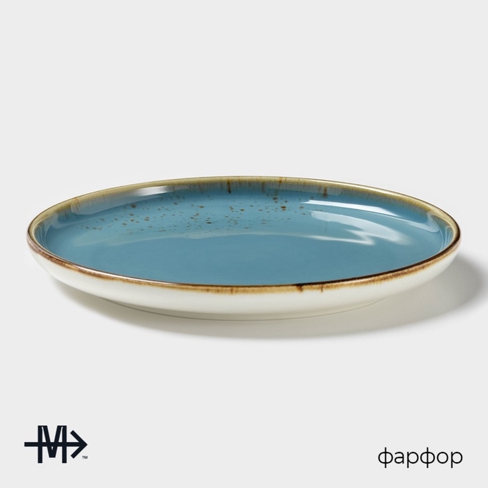 Тарелка пирожковая Magistro «Церера», d=18 см, фарфор, голубой Тарелка пирожковая Magistro «Церера», d=18 см, фарфор, голубой