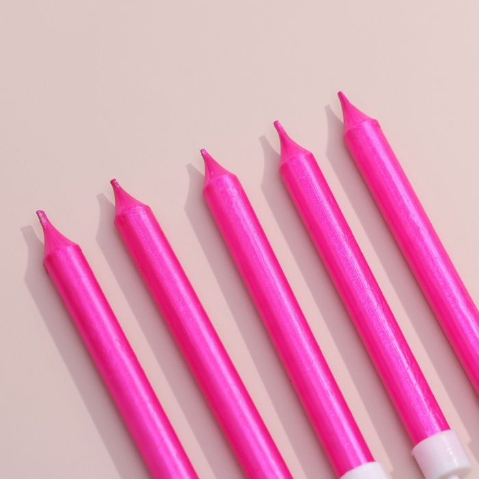 Набор свечей для торта "Манхеттен", 9 см, 8 шт, 24 мин, розовый металлик