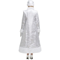 Карнавальный костюм &laquo;Снегурочка&raquo;, шуба из парчи длинная, цвет серебристый, р. 52