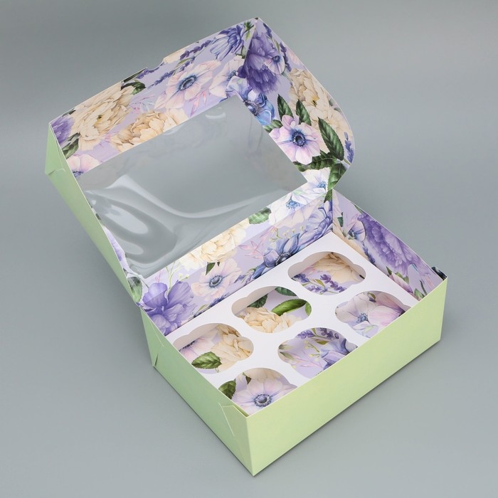 Коробка для капкейков, кондитерская упаковка двухсторонняя, 6 ячеек &laquo;Счастье есть&raquo;, 25 х 17 х 10 см