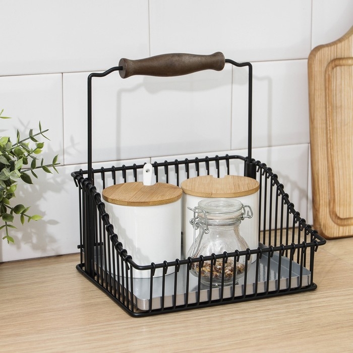 Полка для кухни, для рейлинга, 21&times;11&times;20 см, цвет чёрный