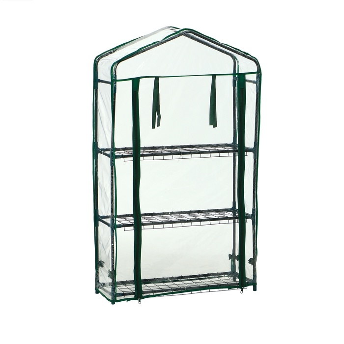 Парник-стеллаж, 3 полки, 110 &times; 22 &times; 65 см, металлический каркас d = 12 мм, чехол плёнка 80 мкм, Greengo