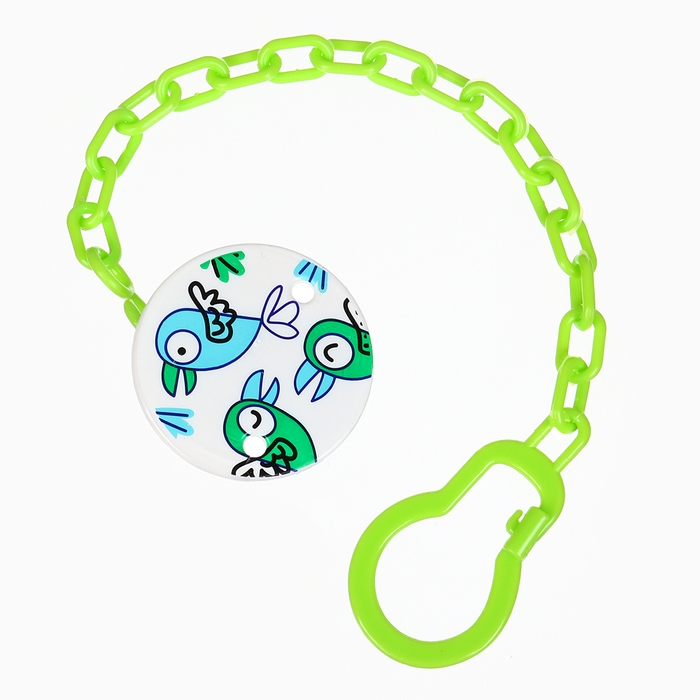 Набор: Соска - пустышка с держателем &laquo;Птички&raquo;, ортодонтическая, +6 мес, цвет зеленый