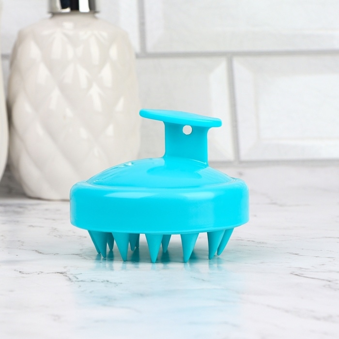 Щётка - массажёр для мытья головы, 8 × 8 × 6 см, цвет голубой Щётка - массажёр для мытья головы, 8 × 8 × 6 см, цвет голубой