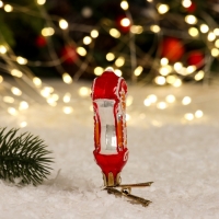 Ёлочное украшение "Часы на прищепке" красный, в подарочной упаковке