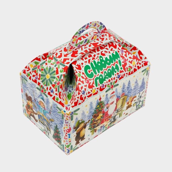 Новый год. Подарочная коробка Новый год. Подарочная коробка "Лесные непоседы в красном" Ларец малый 18,5 x 12,5 x 19см.