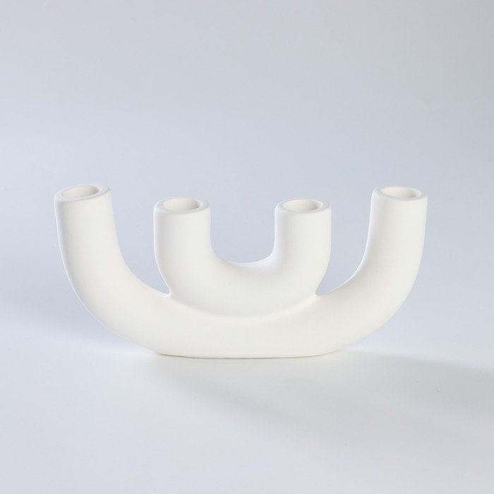 Подсвечник керамический &laquo;Скандинавия&raquo;, 23&times;10,5 см, горлышко d=2,3 см, цвет белый