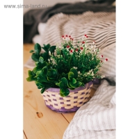 Корзина плетеная, бамбук, 21х21х10/24 см, фиолетовая Корзина плетеная, бамбук, 21х21х10/24 см, фиолетовая