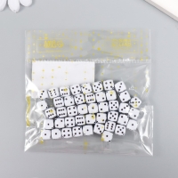 Бусины для творчества пластик "Белый игральный кубик" чёрные точки набор 20гр 0,8х0,8х0,8 см   78118