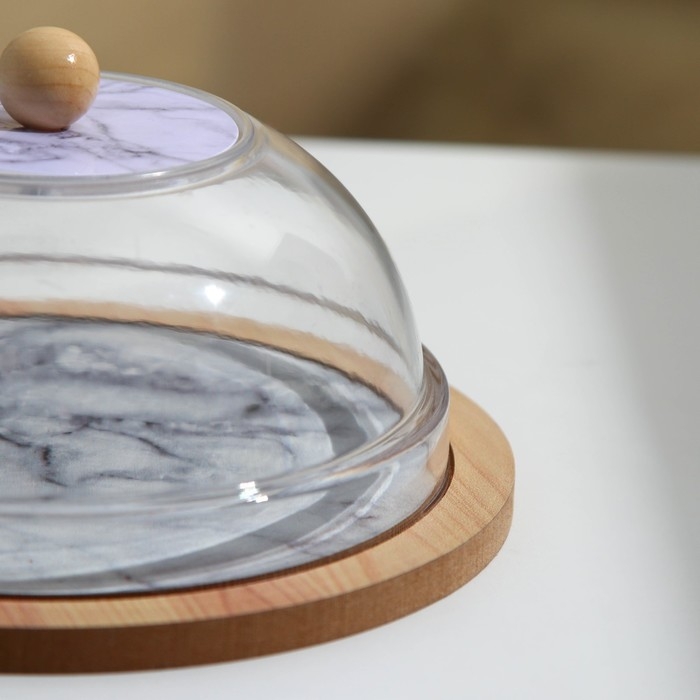 Блюдо сервировочное с крышкой &laquo;Белый мрамор&raquo;, 15 см