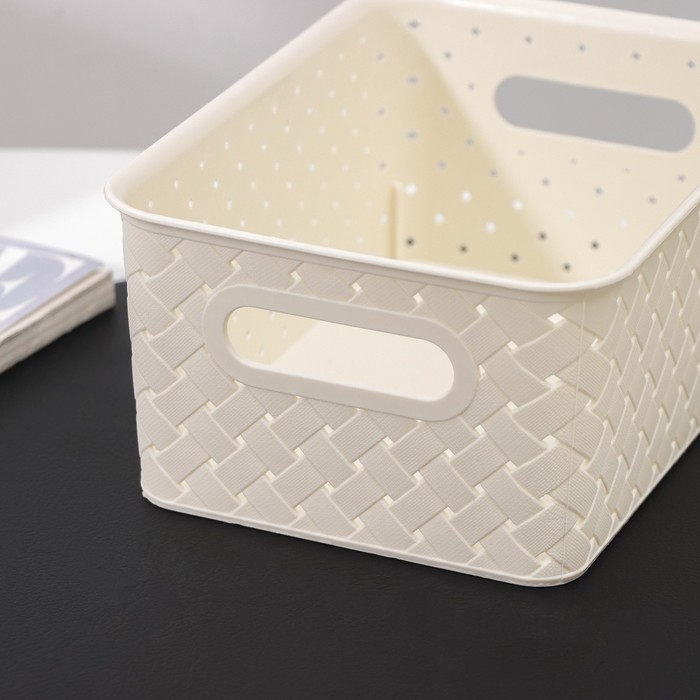 Корзина для хранения &laquo;Береста&raquo;, 3 л, 23,5&times;17,3&times;10,5 см, цвет слоновая кость