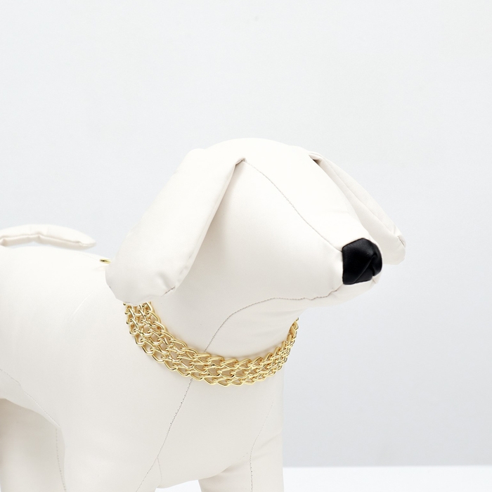 Ошейник - полуудавка металлический трехрядный, 40 см, толщина проволоки 2 мм, золотистый Ошейник - полуудавка металлический трехрядный, 40 см, толщина проволоки 2 мм, золотистый