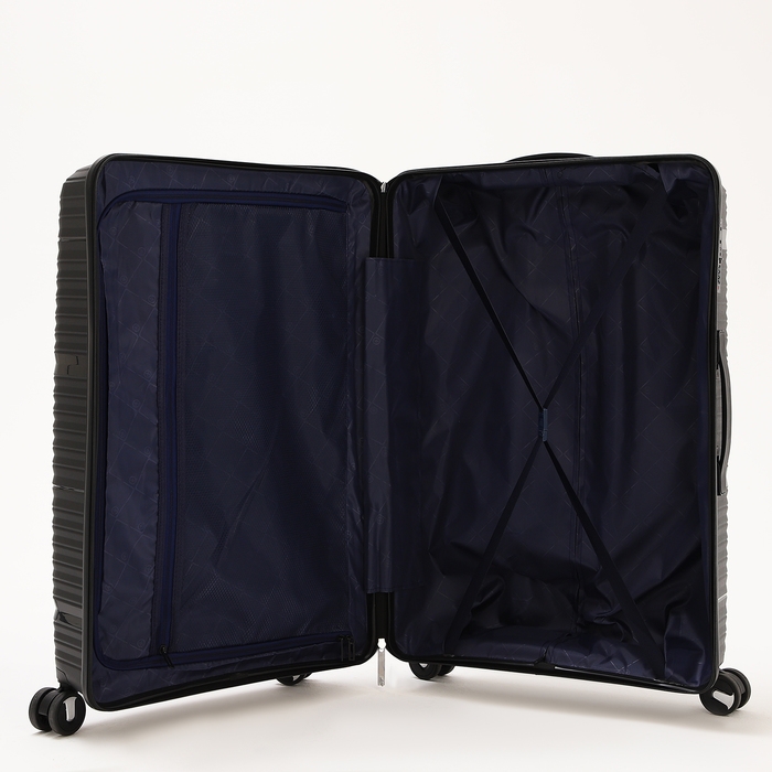 Чемодан большой 100 л (L), отдел на молнии, кодовый замок, 4 колеса, цвет чёрный