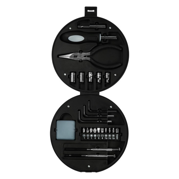 Набор инструментов ТУНДРА, подарочный пластиковый кейс "Колесо", 24 предмета