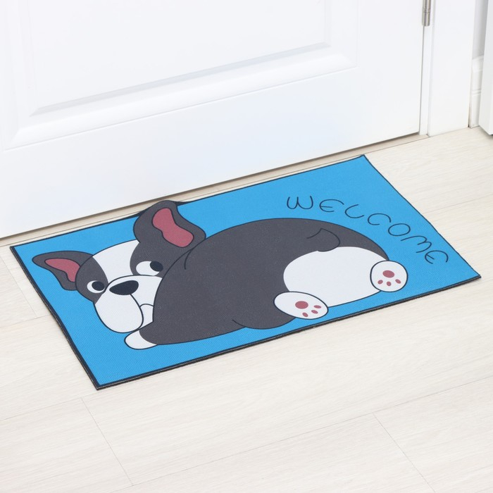 Коврик влаговпитывающий придверный Доляна &laquo;Бульдог&raquo;, без окантовки, 38&times;57 см, цвет синий