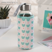 Бутылка для воды стеклянная в чехле &laquo;Ваниль&raquo;, 300 мл, h=17 см, рисунок МИКС