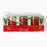 Свечи гелевые новогодние &laquo;С Новым годом!&raquo; на Новый год на Новый год, 3 шт, красные, 2,5 х2,5 х 2,5 см