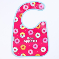 Нагрудник для кормления &laquo;Пончики&raquo; непромокаемый на липучке, с карманом