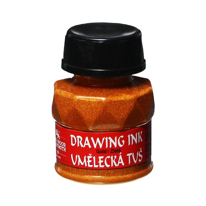 Тушь для письма и рисования художественная 20 мл, Koh-I-Noor, золотой Тушь для письма и рисования художественная 20 мл, Koh-I-Noor, золотой