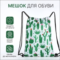 Мешок для обуви на шнурке, цвет белый/зелёный Мешок для обуви на шнурке, цвет белый/зелёный