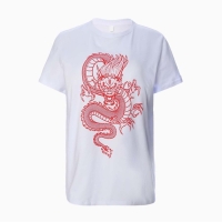 Футболка мужская &laquo;Дракон&raquo;, цвет белый/принт красный, размер 58