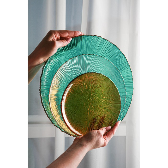 Тарелка - блюдо подстановочное &laquo;Фейверк&raquo;, d=27 см, цвет изумрудный