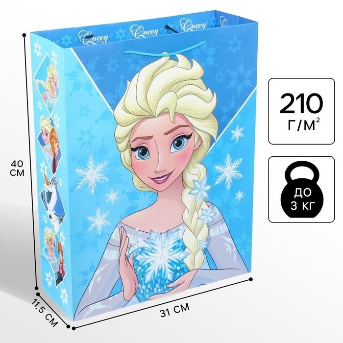 Пакет подарочный, 31х40х11.5 см, упаковка, Холодное сердце