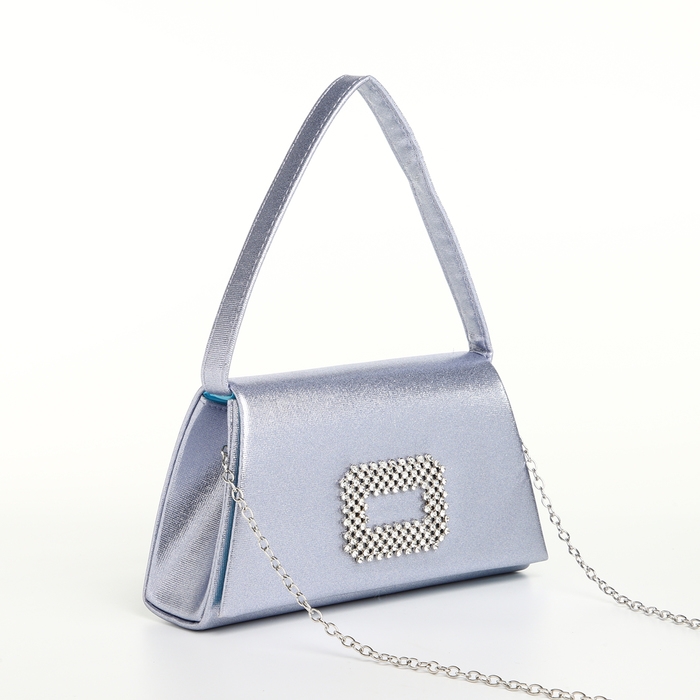 Сумка-клатч на магните, цвет серо-голубой