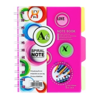 Блокнот на гребне А6, 100 листов, линия, обложка пластик, с разделителями, Ассорти МИКС Блокнот на гребне А6, 100 листов, линия, обложка пластик, с разделителями, Ассорти МИКС