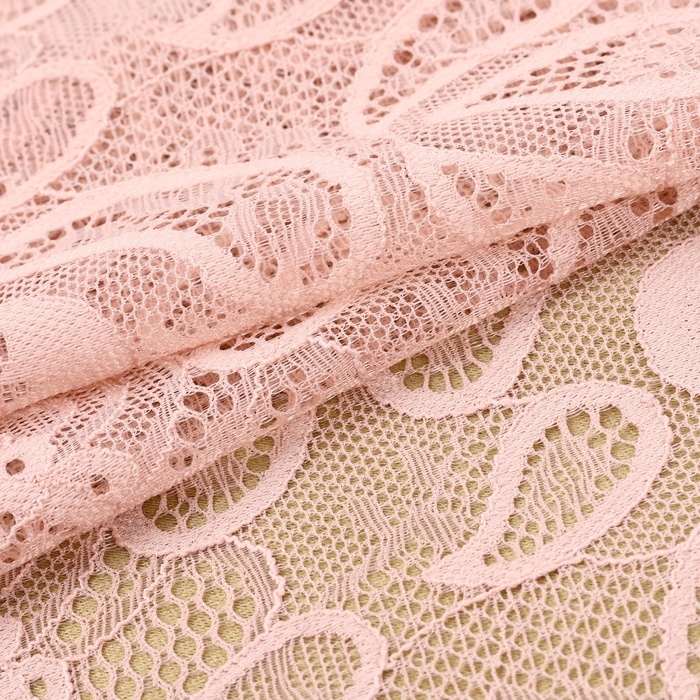 Кружевная эластичная ткань, 235 мм &times; 2,7 &plusmn; 0,5 м, цвет розово-бежевый