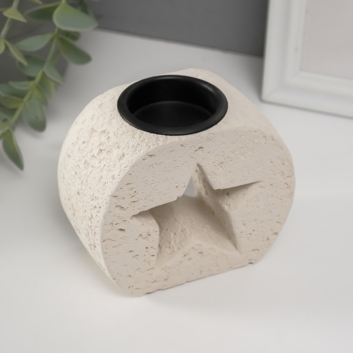 Подсвечник гипс, металл на 1 свечу "Звезда в камне" d=3,8 см 5х9,6х8,5 см