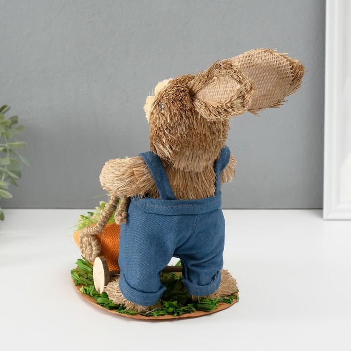 Сувенир "Зайка в комбинезоне везёт тележку с яичками" 21х14,5х30,5 см