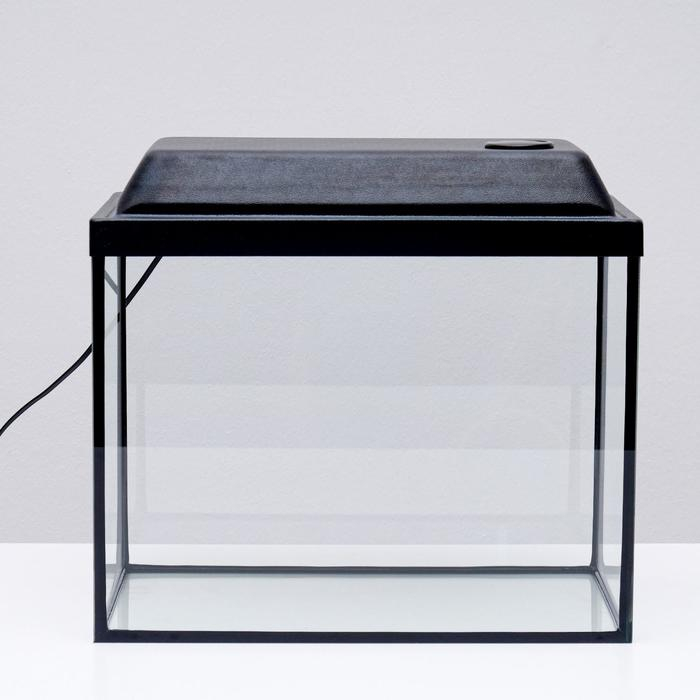 Аквариум "Прямоугольный" с крышкой, 35 литров, 42 х 25 х 33/38 см, чёрный