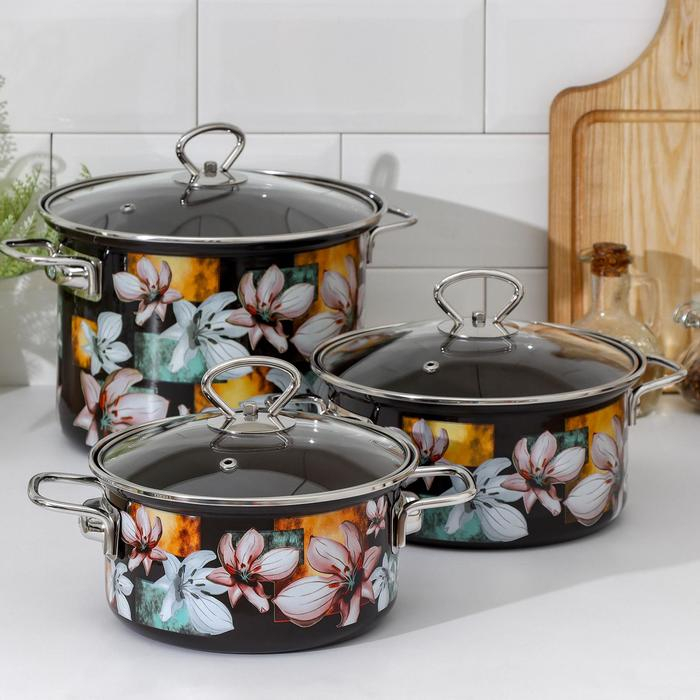 Набор кастрюль &laquo;Адель 5-1 Элит&raquo;, 3 предмета: 1,9 л, 2,5 л, 5 л, индукция