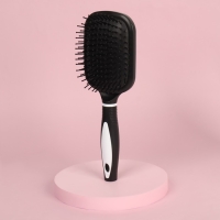 Расчёска массажная, широкая, с зеркалом, 8,3 &times; 24 см, цвет чёрный/белый