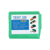 Тент защитный, 4 &times; 3 м, плотность 120 г/м&sup2;, УФ, люверсы шаг 1 м, зелёный/серебристый