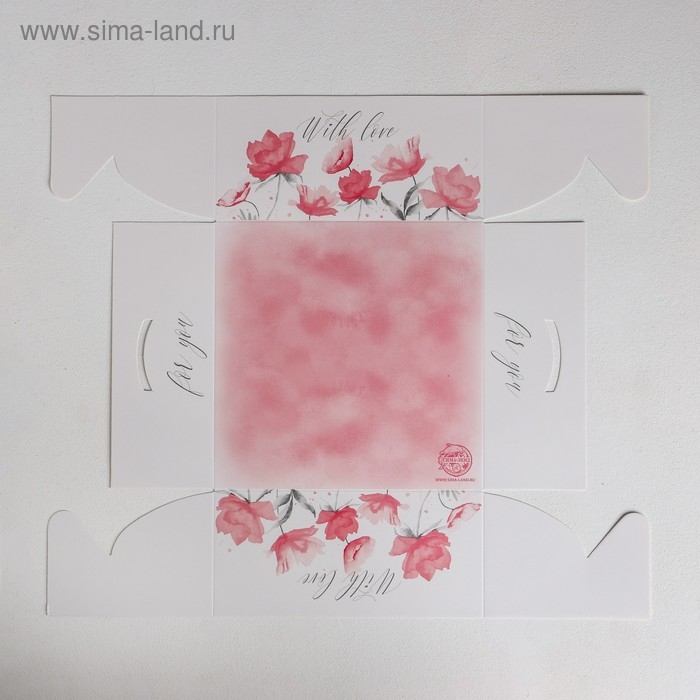 Коробка для капкейков, кондитерская упаковка, 4 ячейки &laquo;For You with love&raquo;, 16 х 16 х 7.5 см