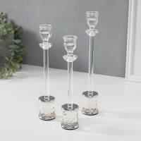 Подсвечник металл, акрил "Вихрь" d=2,2 см, набор 3 шт h=25,5 см, 23,5 см, 21 см Подсвечник металл, акрил "Вихрь" d=2,2 см, набор 3 шт h=25,5 см, 23,5 см, 21 см