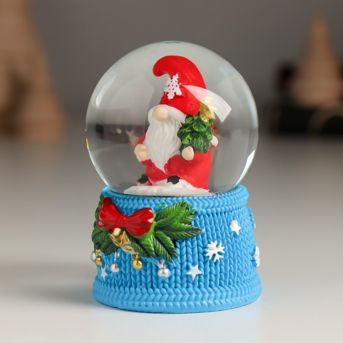 Сувенир полистоун водяной шар Сувенир полистоун водяной шар "Гномик с бантом и колокольчиками" МИКС 4,6х4,6х6,7 см