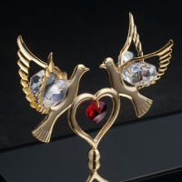 Ручка на подставке «Голуби», 16×6×19 см, с кристаллами Ручка на подставке «Голуби», 16×6×19 см, с кристаллами