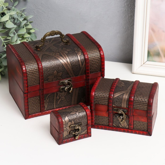 Шкатулка сундучок Шкатулка сундучок "Листва" (набор 3 шт) 13х13,2х18 см