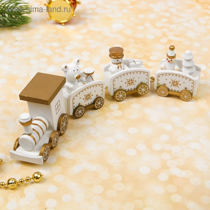 Сувенир «Новогодний поезд», 19 см, цвет белый Сувенир «Новогодний поезд», 19 см, цвет белый