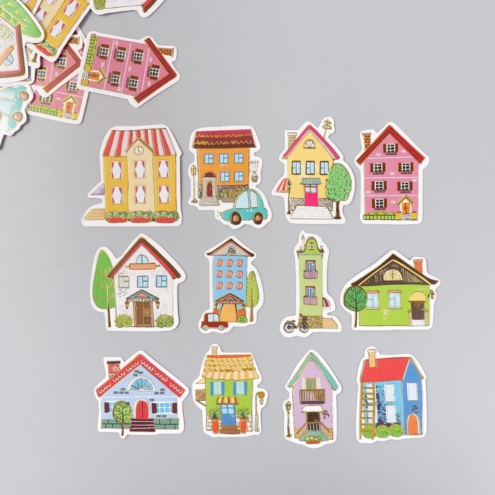 Наклейки для творчества Наклейки для творчества "Домики" тиснение золото набор 48 шт 9х7х0,8 см
