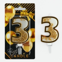 Свеча для торта, цифра с шейкером &laquo;3&raquo;, 9,5 х 4 см