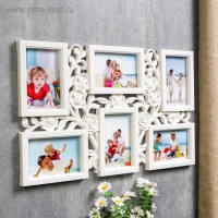 Фоторамка пластик на 6 фото 10х15 см "Куст роз" белая 35,5х56,5х2 см Фоторамка пластик на 6 фото 10х15 см "Куст роз" белая 35,5х56,5х2 см