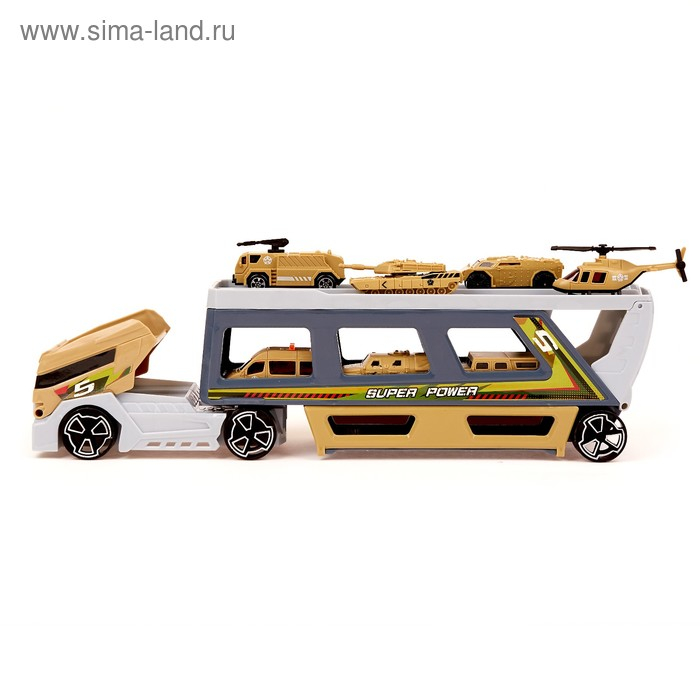 Грузовик «Трейлер» с 6 машинами и вертолетом Грузовик «Трейлер» с 6 машинами и вертолетом