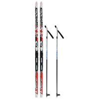 Комплект лыжный: пластиковые лыжи 150 см без насечек, стеклопластиковые палки 110 см, крепления SNS, цвета МИКС Комплект лыжный: пластиковые лыжи 150 см без насечек, стеклопластиковые палки 110 см, крепления SNS, цвета МИКС