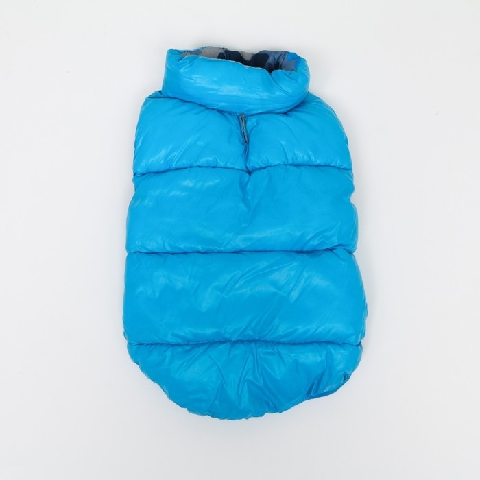 Куртка для собак двухсторонняя с принтом, размер 10 (ДС 25 см, ОГ 34 см, ОШ 24 см),голубая