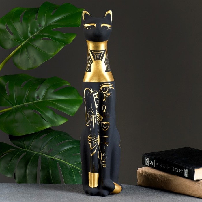 Фигура "Кот Египетский" роспись черный 10х10х41см