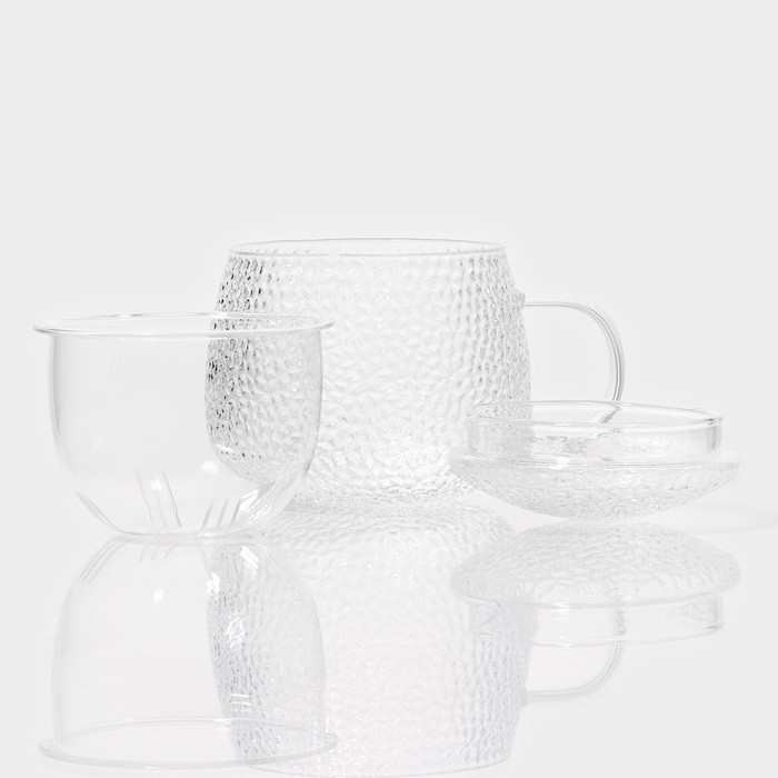 Кружка стеклянная для заваривания Magistro «Сара» с крышкой, 360 мл, 12×9×10,1 см, сито Кружка стеклянная для заваривания Magistro «Сара» с крышкой, 360 мл, 12×9×10,1 см, сито